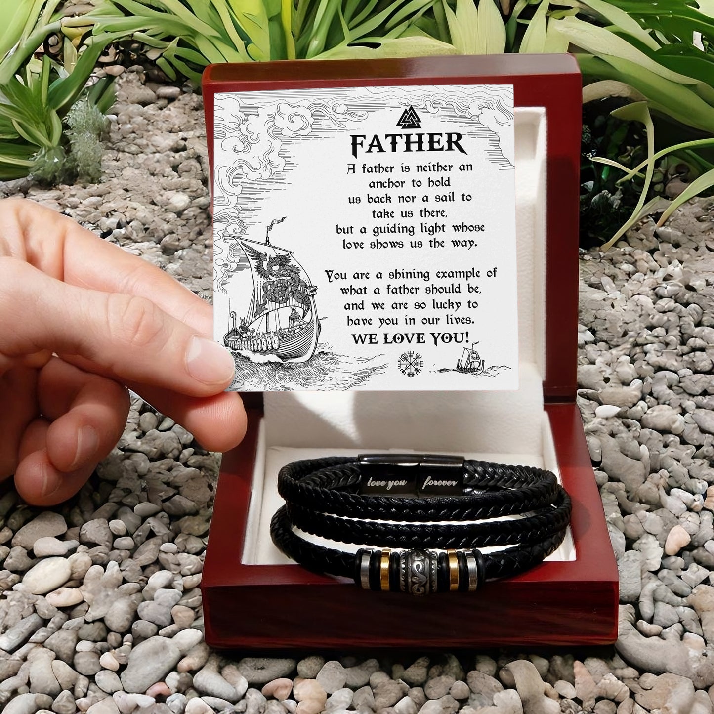 Dad Love You Forever Mens Braided Bracelet Gift - An Anchor