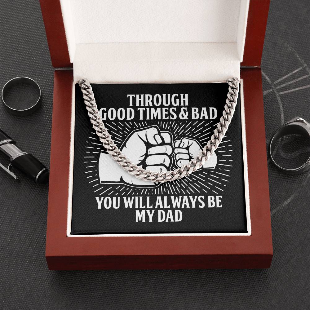 Dad Cuban Link Chain Necklace Gift - Always Be My Dad