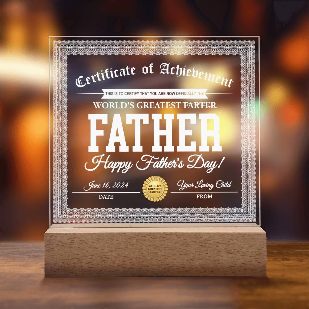 Funny Dad Gift- The Worlds Greatest Farter-Acrylic Plaque