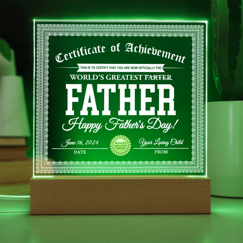 Funny Dad Gift- The Worlds Greatest Farter-Acrylic Plaque