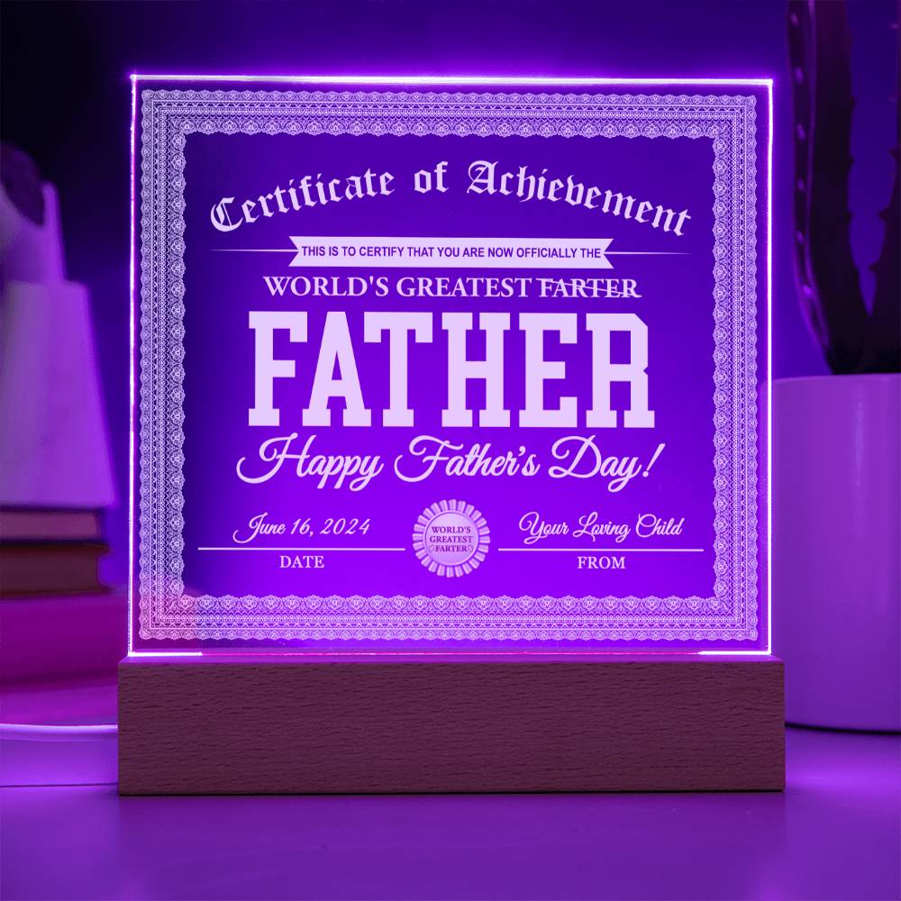 Funny Dad Gift- The Worlds Greatest Farter-Acrylic Plaque