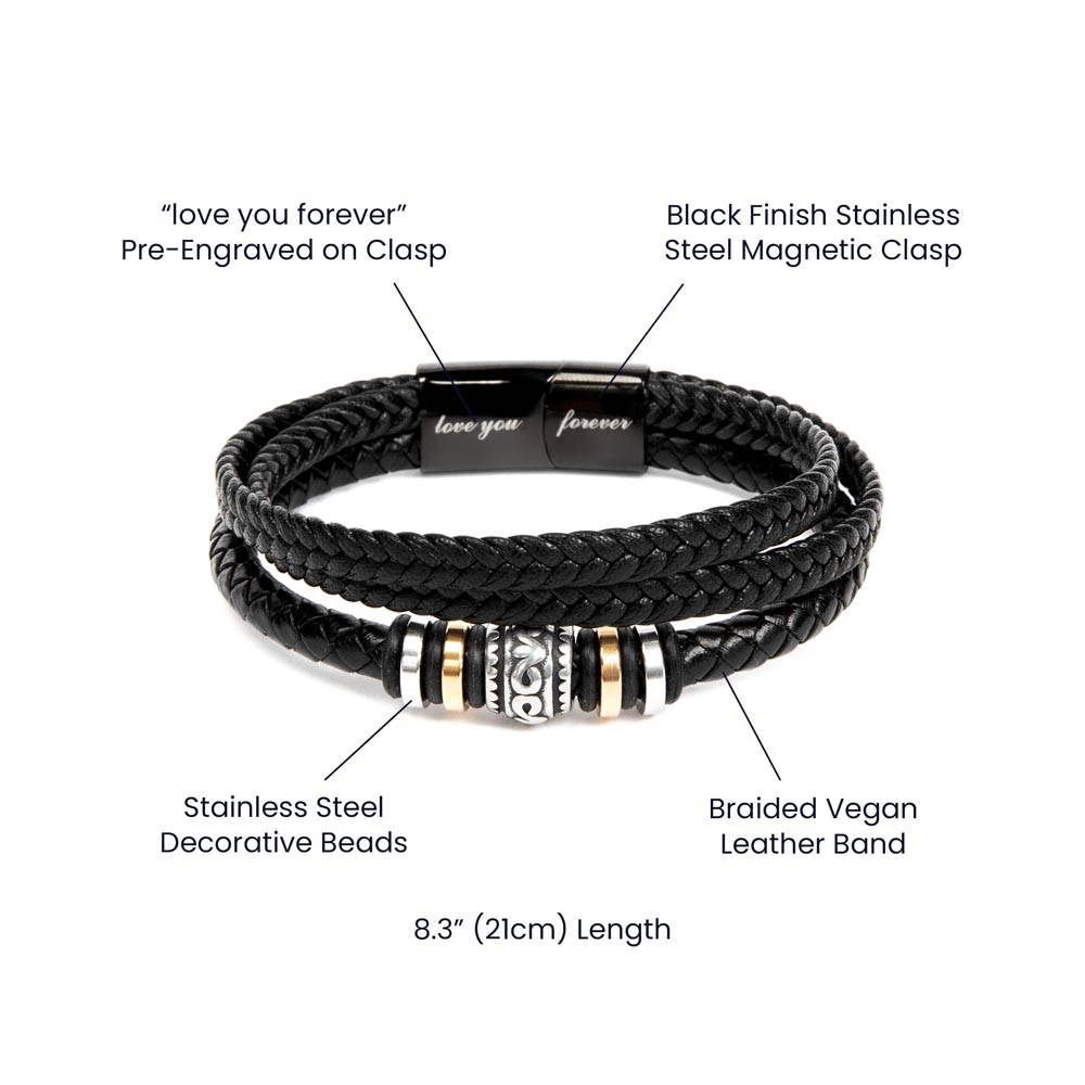 Dad Love You Forever Mens Braided Bracelet Gift - An Anchor