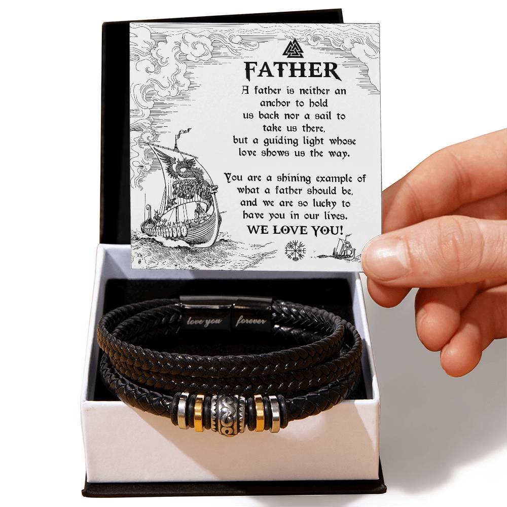 Dad Love You Forever Mens Braided Bracelet Gift - An Anchor