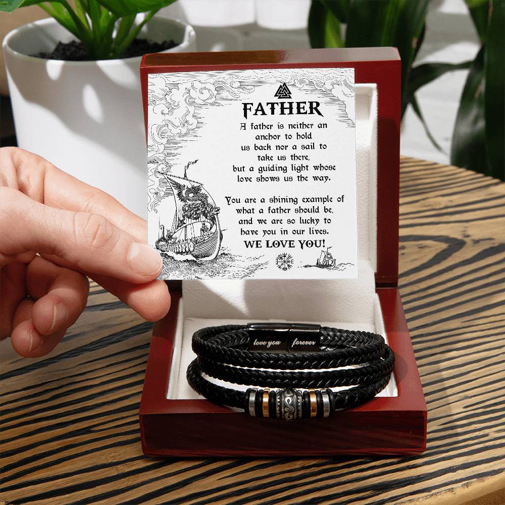 Dad Love You Forever Mens Braided Bracelet Gift - An Anchor
