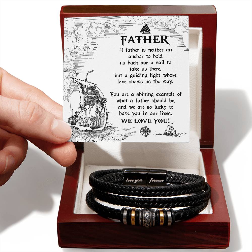 Dad Love You Forever Mens Braided Bracelet Gift - An Anchor