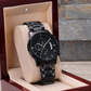 To My Son-In-Law - Mens Black Wrist Watch with Mahogany Box and Message Card - Hold Her Hand