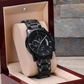 Gifts For Dad - Mens Black Wrist Watch with Mahogany Box and Message Card - My Greatest Hero