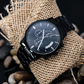 To My Son-In-Law - Mens Black Wrist Watch with Mahogany Box and Message Card - Hold Her Hand