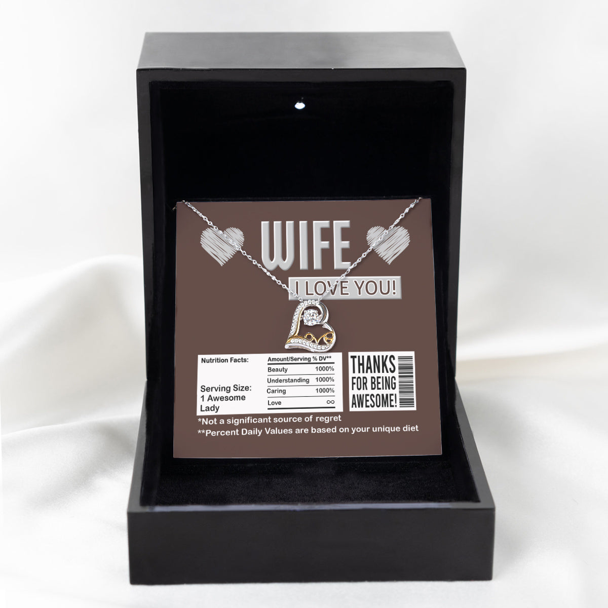 To My Wife - Heart Love Necklace - Nutrition Facts - Thanks For Being Awesome