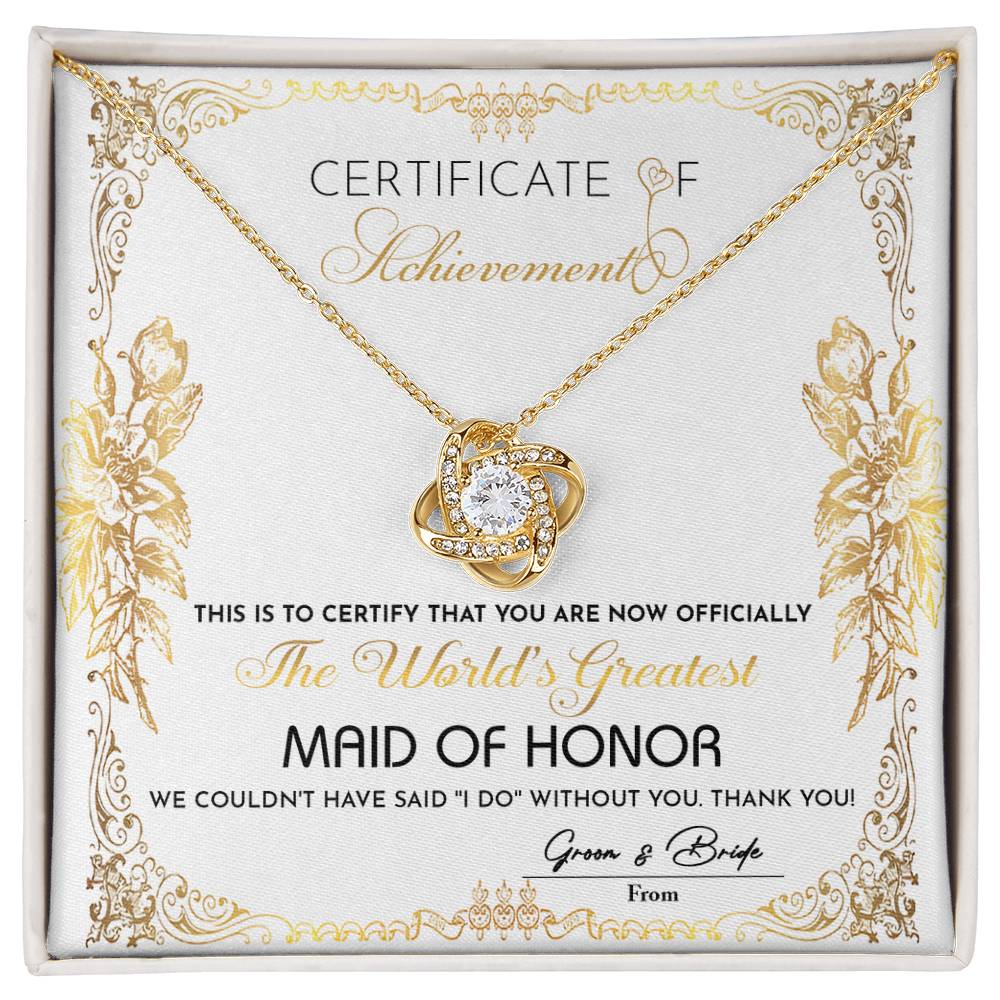 Maid Of Honor-Certificate Of Achievement