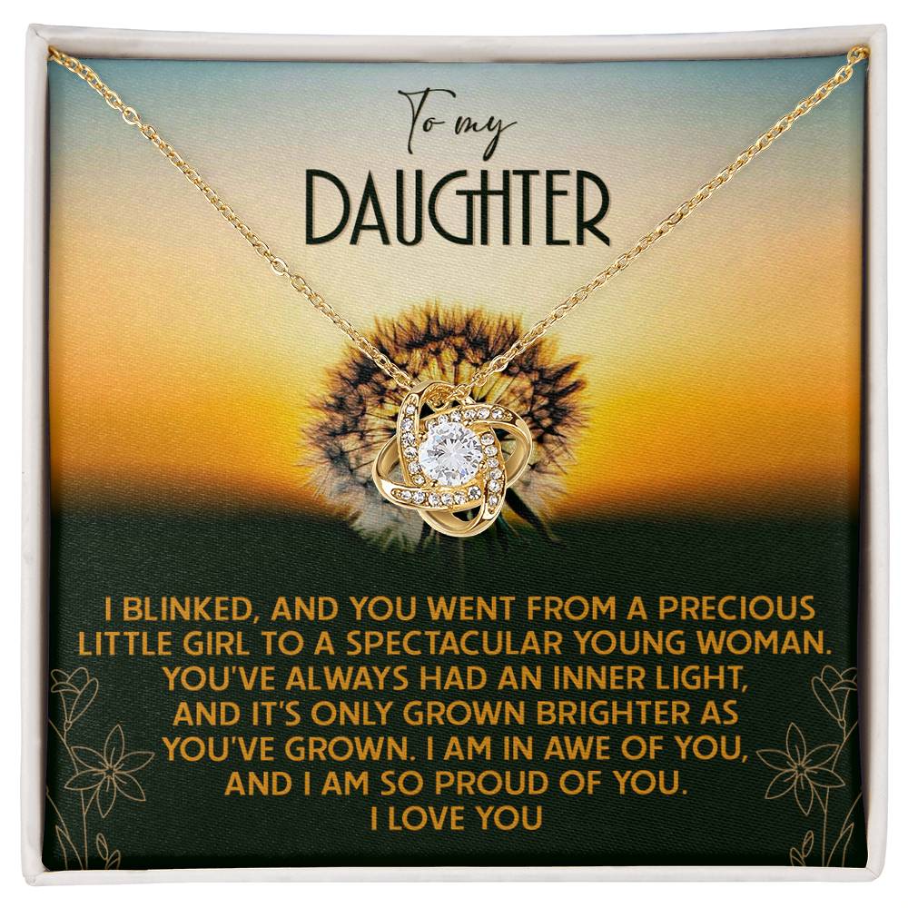 To My Daughter - You've Grown Brighter - Love Knot Necklace