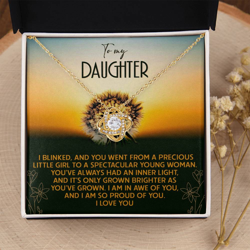 To My Daughter - You've Grown Brighter - Love Knot Necklace