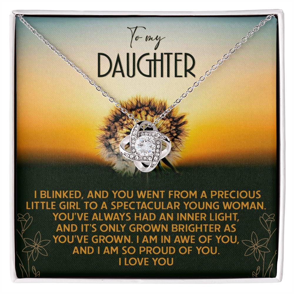 To My Daughter - You've Grown Brighter - Love Knot Necklace