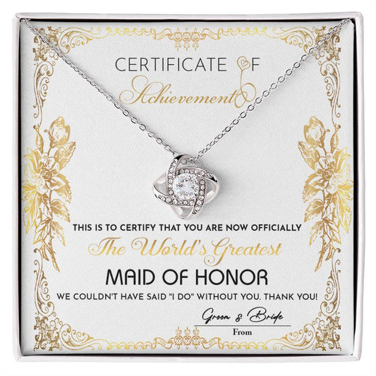 Maid Of Honor-Certificate Of Achievement