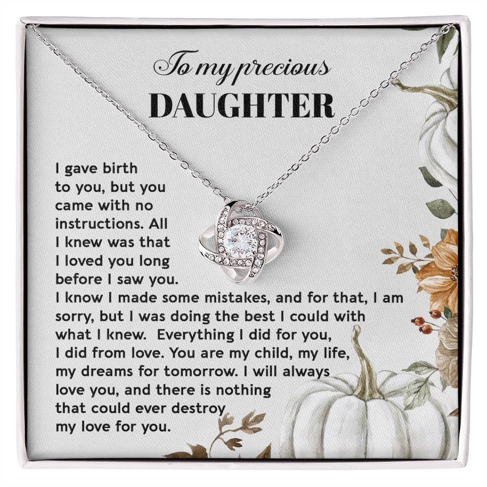 To My Daughter - I Did It From Love - Love Knot Necklace