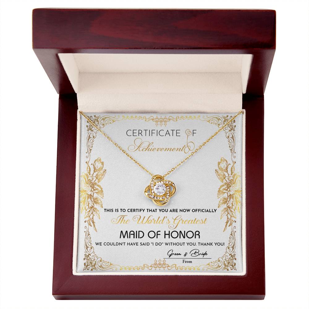 Maid Of Honor-Certificate Of Achievement