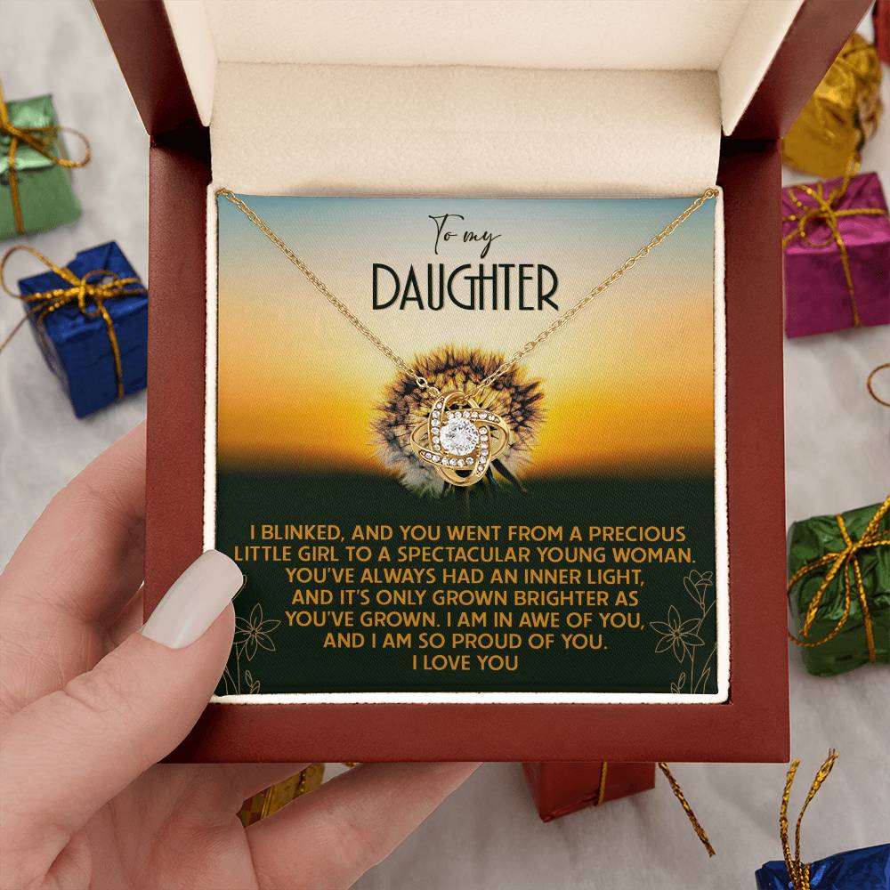 To My Daughter - You've Grown Brighter - Love Knot Necklace