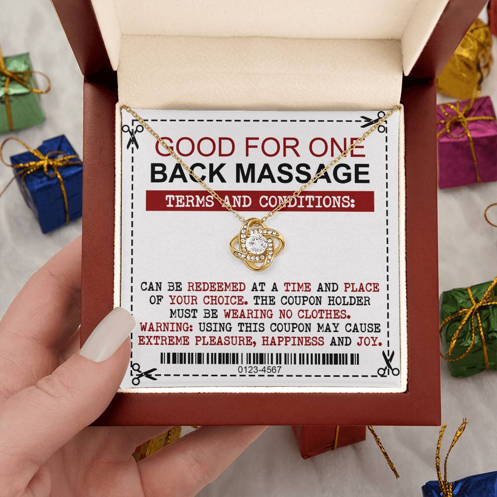 Wife Gift - Love Knot Necklace - Back Massage Coupon