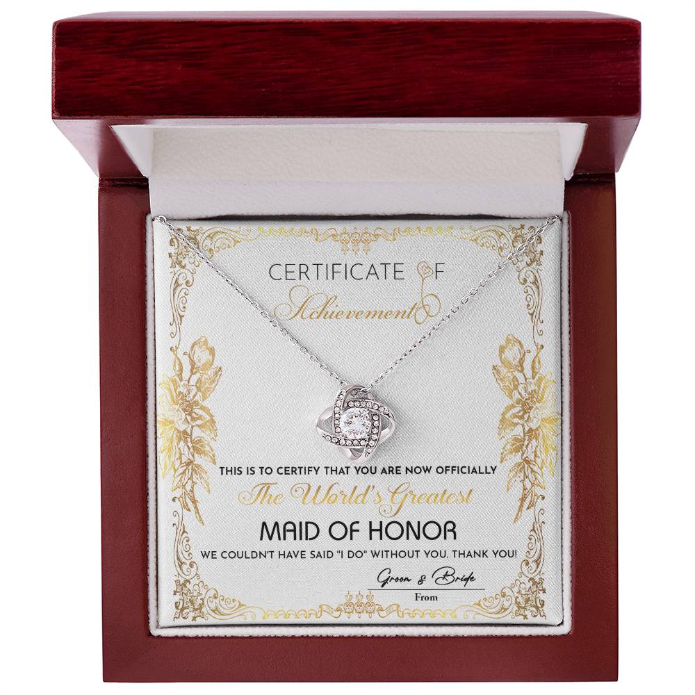 Maid Of Honor-Certificate Of Achievement