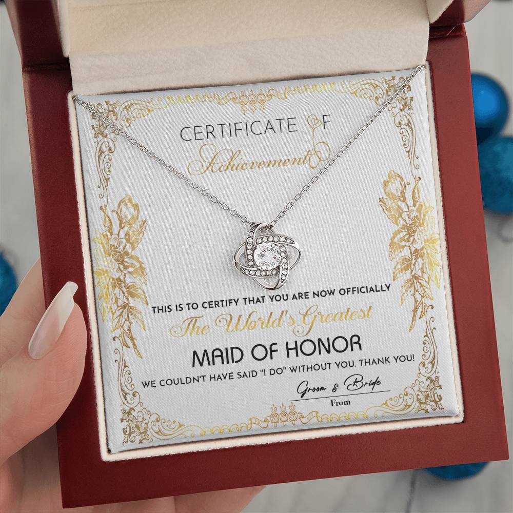 Maid Of Honor-Certificate Of Achievement