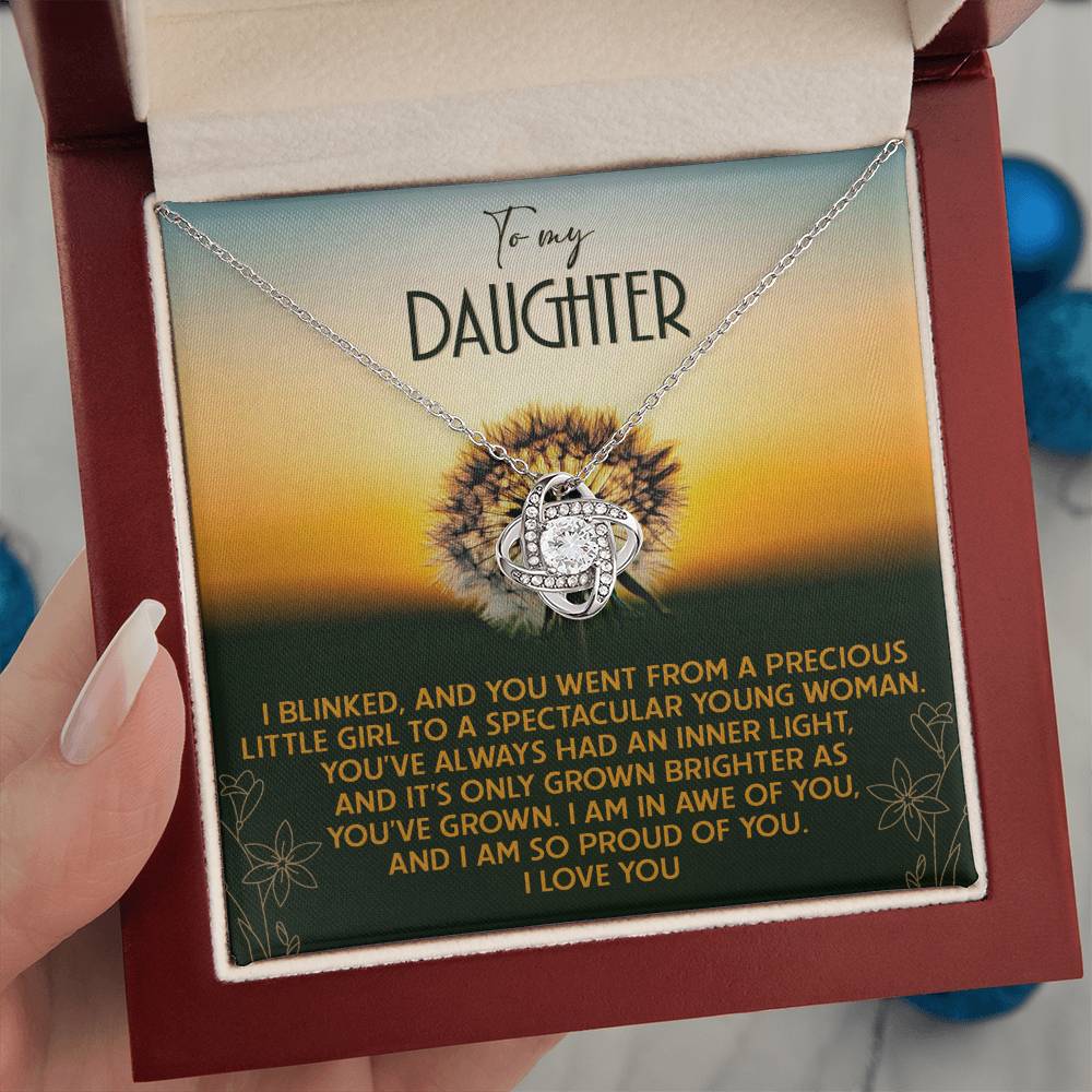 To My Daughter - You've Grown Brighter - Love Knot Necklace