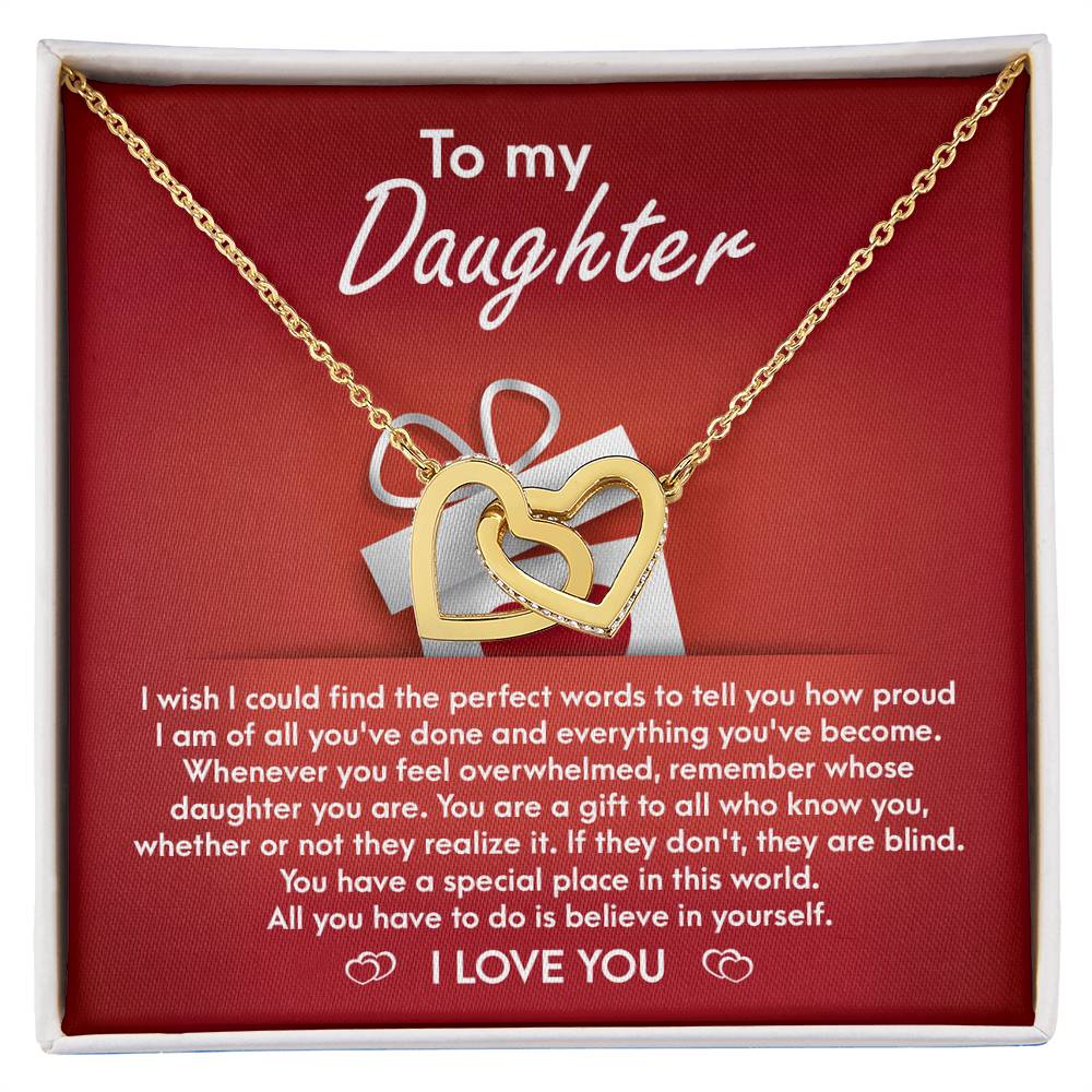 To My Daughter - Interlocking Hearts Necklace Gift - You Are A Gift