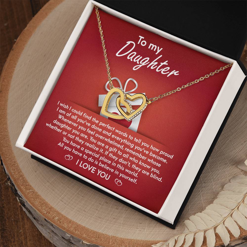 To My Daughter - Interlocking Hearts Necklace Gift - You Are A Gift