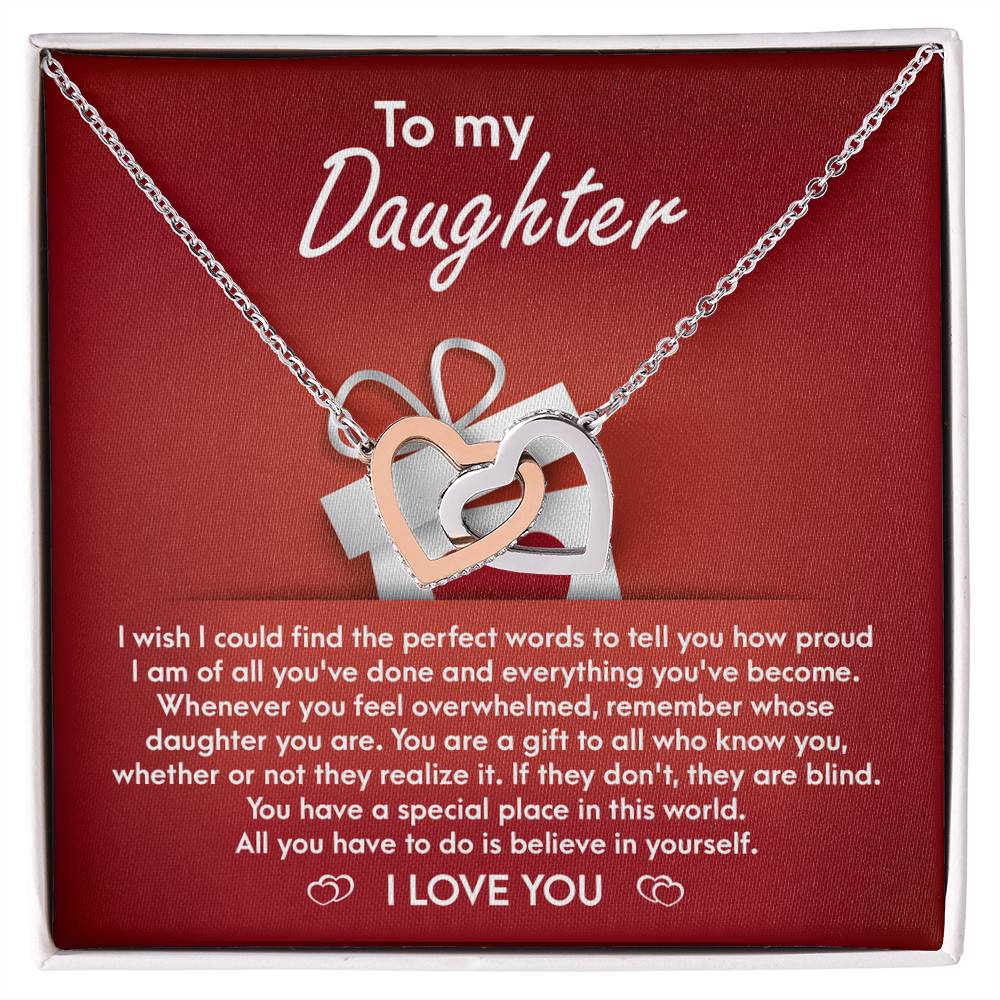 To My Daughter - Interlocking Hearts Necklace Gift - You Are A Gift