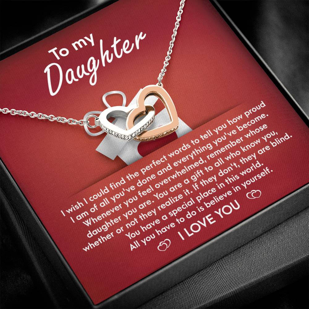 To My Daughter - Interlocking Hearts Necklace Gift - You Are A Gift