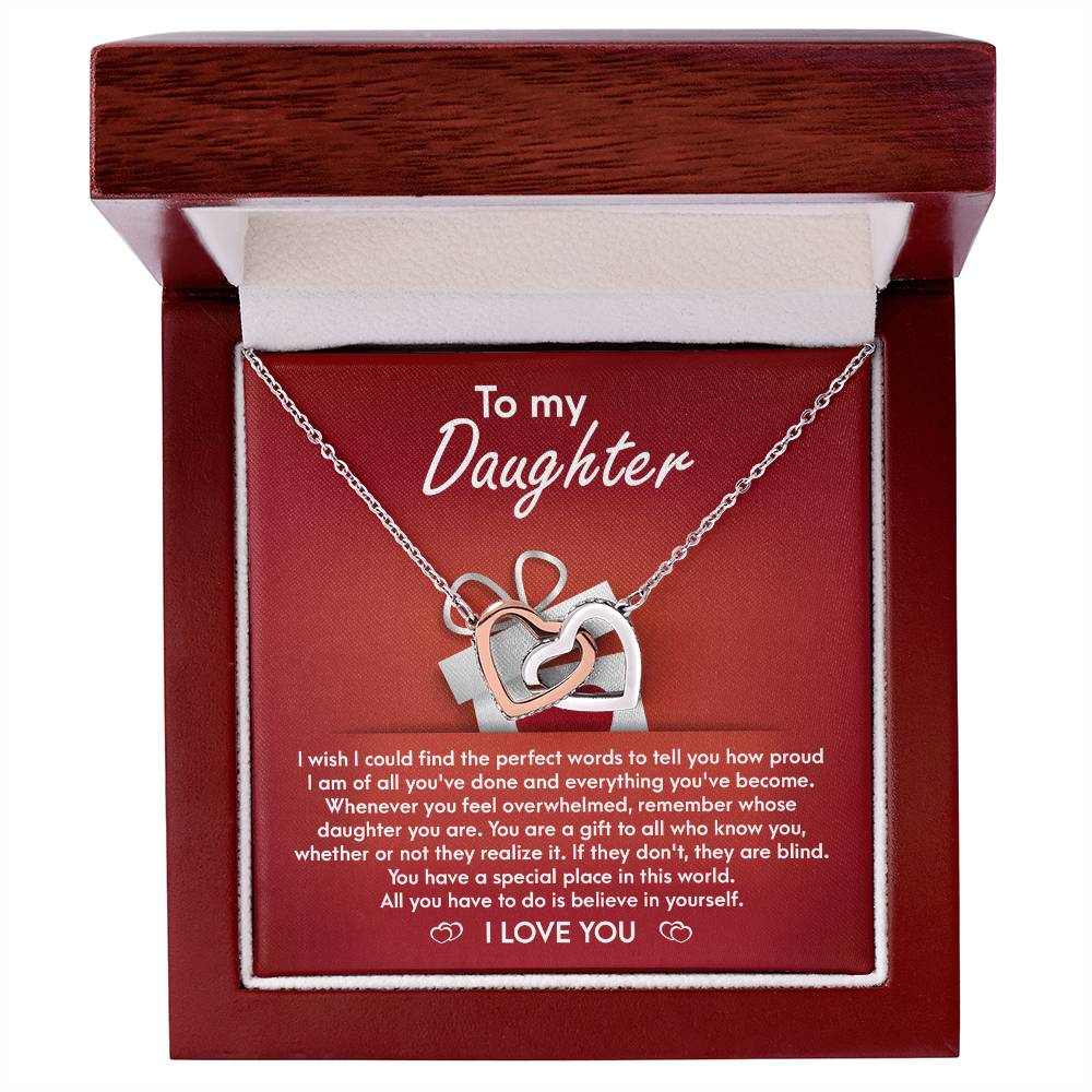 To My Daughter - Interlocking Hearts Necklace Gift - You Are A Gift