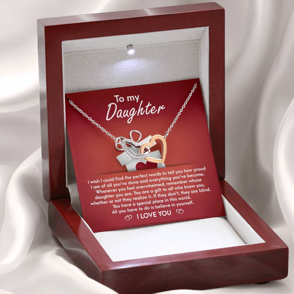 To My Daughter - Interlocking Hearts Necklace Gift - You Are A Gift