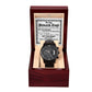Bonus Dad Watch Gift - Gift Of Life - Black Chronograph Watch with Mahogany Box
