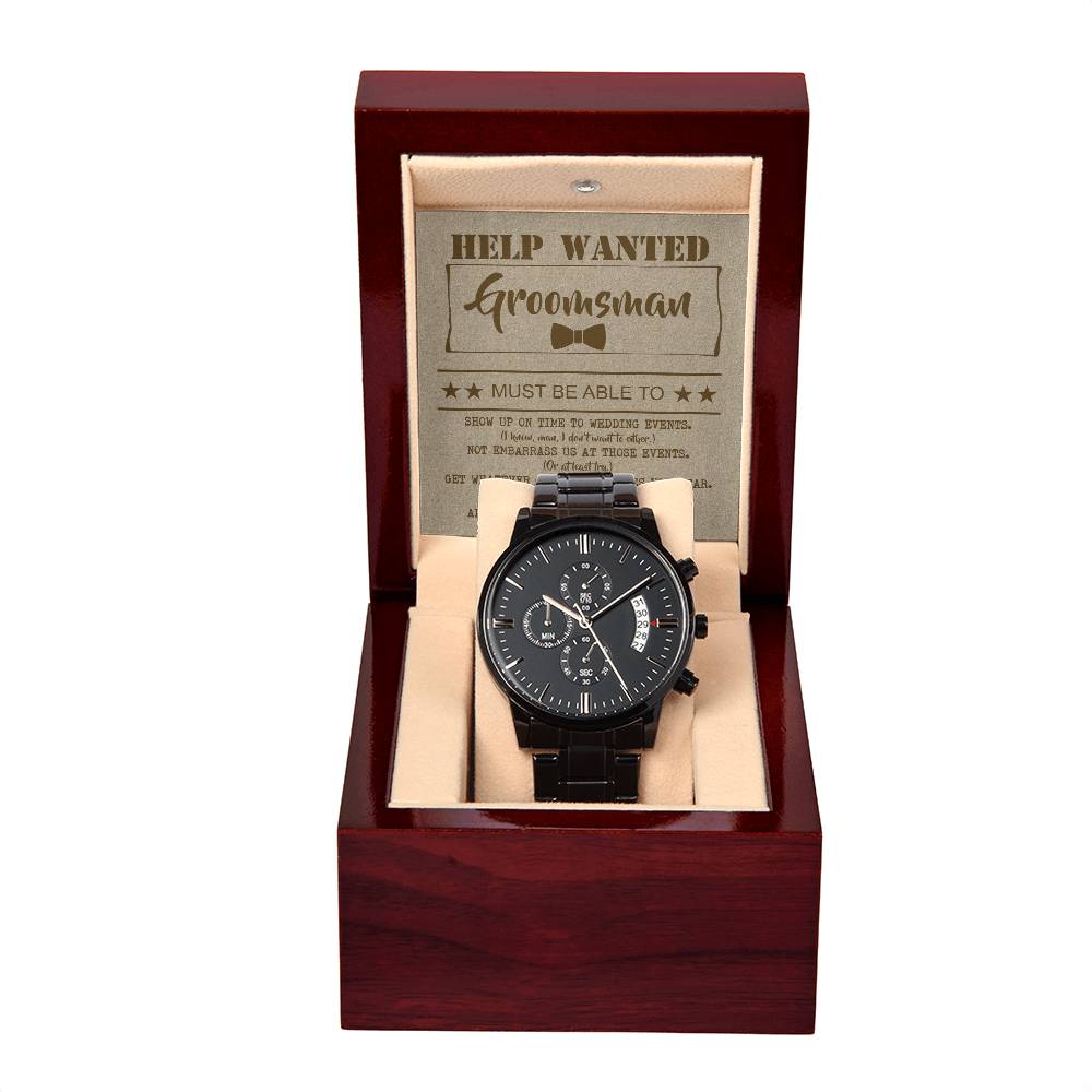 Groomsman Gift - Help Wanted - Metal Chronograph Watch