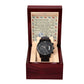Gift For Dad - Mens Black Wrist Watch with Mahogany Box and Message Card - Daddy Walk Along Side Me