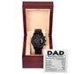 Gifts For Dad - Mens Black Wrist Watch with Mahogany Box and Message Card - Dad Nutrition Facts