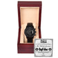 Gift For A Dog Dad - Mens Black Wrist Watch with Mahogany Box and Message Card - Dog Father Of The Year Certificate