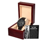 To My Son-In-Law - Mens Black Wrist Watch with Mahogany Box and Message Card - Hold Her Hand