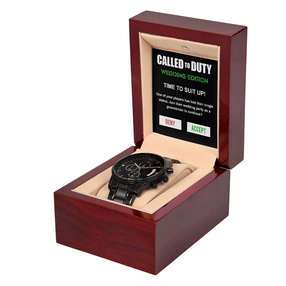 Groomsman Gift - Called To Duty - Metal Chronograph Watch