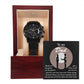 Gifts For Dad - Mens Black Wrist Watch with Mahogany Box and Message Card - The Greatest Gifts