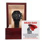 Gifts For Dad - Mens Black Wrist Watch with Mahogany Box and Message Card - My Greatest Hero
