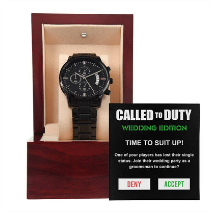 Groomsman Gift - Called To Duty - Metal Chronograph Watch