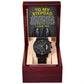 Stepdad Gift-Nothing But Love-Metal Chronograph Watch with Mahogany Box
