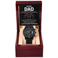 Gift For Dad - Mens Black Wrist Watch with Mahogany Box and Message Card - My Story Teller