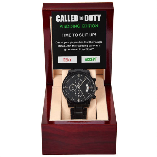 Groomsman Gift - Called To Duty - Metal Chronograph Watch