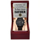 Gifts For Dad - Mens Black Wrist Watch with Mahogany Box and Message Card - World's Greatest Father Certificate