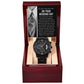 To My Son-In-Law - Mens Black Wrist Watch with Mahogany Box and Message Card - Hold Her Hand