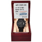 Father's Day Gift For Dad - Mens Black Wrist Watch with Mahogany Box and Message Card - Tech Support Voucher