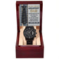 Gifts For Dad - Mens Black Wrist Watch with Mahogany Box and Message Card - That Man
