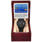 Gift For Dad - Mens Black Wrist Watch with Mahogany Box and Message Card - Bank of Dad
