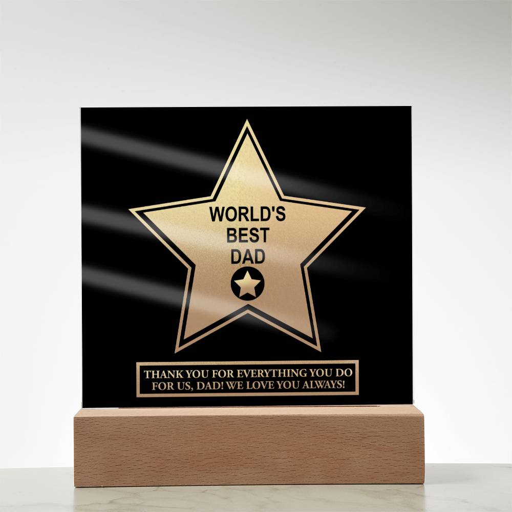 Dad Gift-Worlds Best Dad Desktop Acrylic Plaque Sign